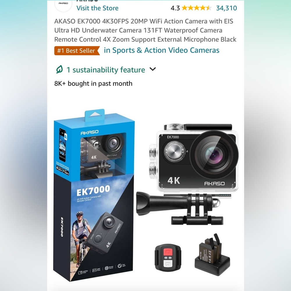 AKASO EK7000 Underwater/Action Camera (brand new and never used!)✨